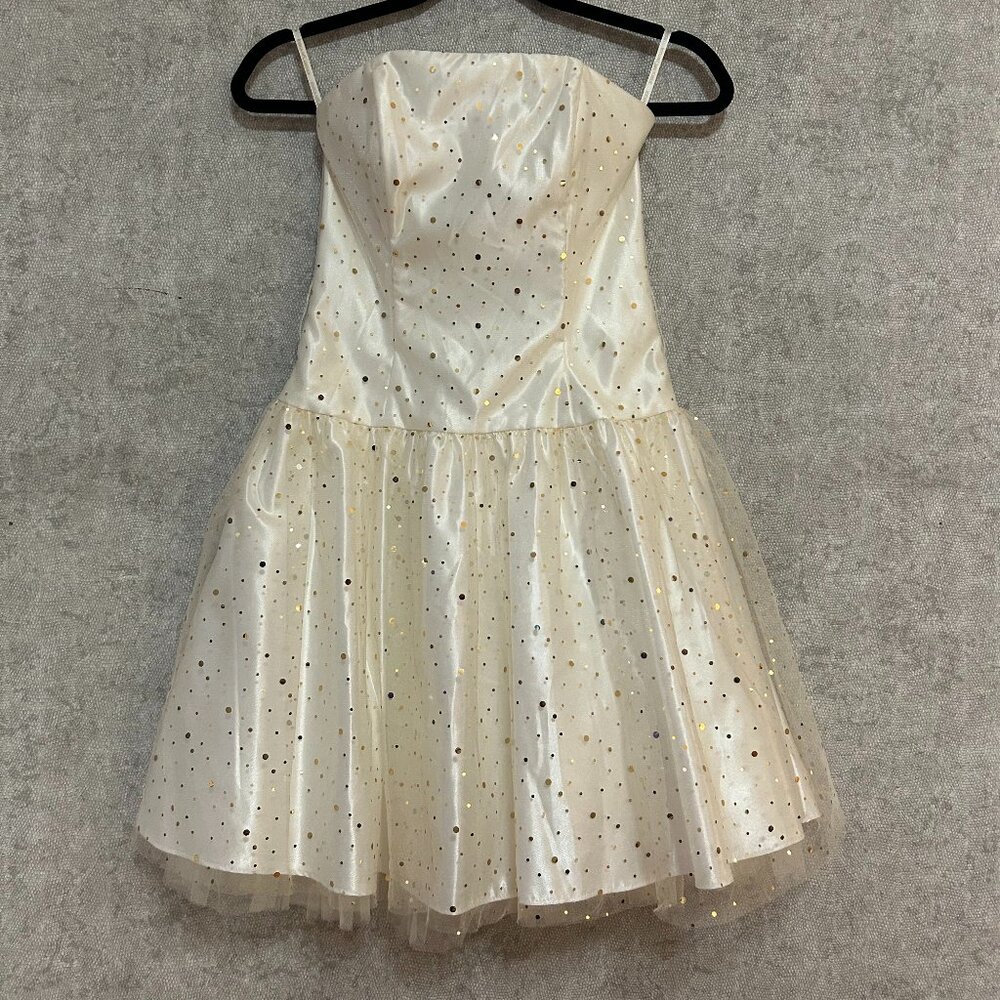 Cream strapless Y2K Vintage Jessica McClintock for Gunne Sax dress